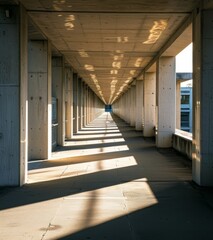 Sticker - The concrete hallway is long, solid, and empty