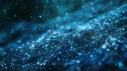 Poster - Cyberspace with particles and digital connections