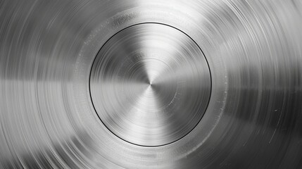 Poster - A shiny brushed brushed metallic steel and aluminium circular background texture with bright polished metal silver plates. For industrial design, a round shiny glossy stainless steel textured