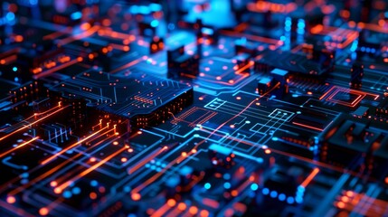Poster - Abstract futuristic electronic circuit background in 2D
