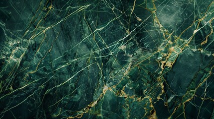 Poster - An emperador marble stone background with thin veins in forest green.