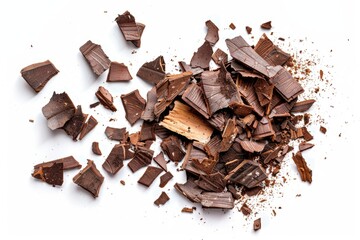 Aufkleber - A pile of assorted chocolate pieces on a white surface, perfect for use in advertising or editorial content