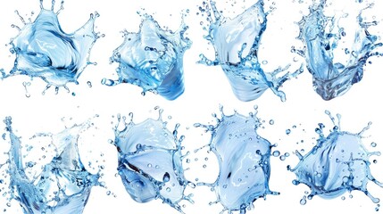 Poster - A stack of blue water splashes on top of each other