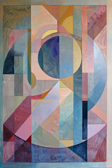 Poster - An abstract painting of some pastel color geometric shapes