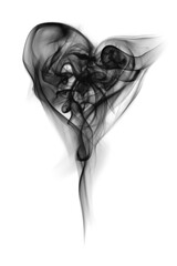 Sticker - Png black smoke heart, transparent background