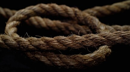 Poster - A detailed view of a rope against a dark background, suitable for abstract or texture-based uses