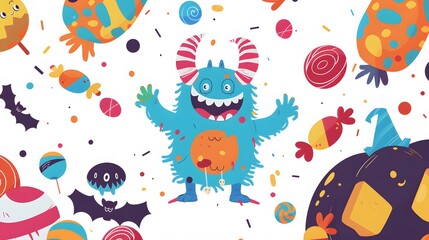 Sticker - cute halloween party monster