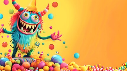 Wall Mural - cute halloween party monster