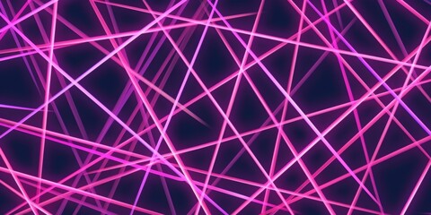 Wall Mural - Broken Neon lines, repeating pattern, black background, purple and pink light, flat style