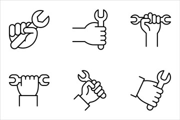 Wrench in hand icon set. wrench in hand vector illustration on white background