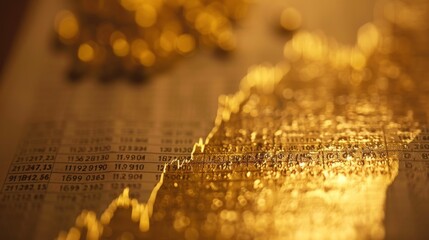 Poster - A macro shot of a gold price graph printed on a financial newspaper.