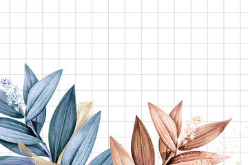 Sticker - Leaf frame png, watercolor border, remixed from vintage public domain images