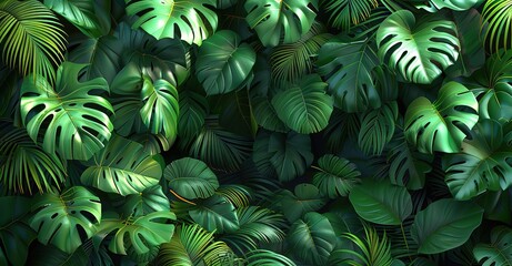 lush monstera leaves background