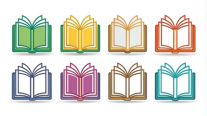 Wall Mural - Book icons set, logo isolated on white background, vector illustration.