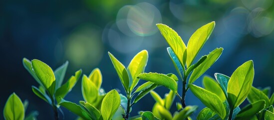 Aufkleber - New growth foliage season with fresh young leaves ideal for a copy space image