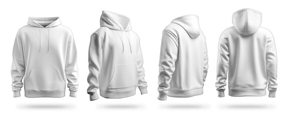 Wall Mural - white empty hoodie sweatshirt design template mockup print pattern isolated background. blank clothi