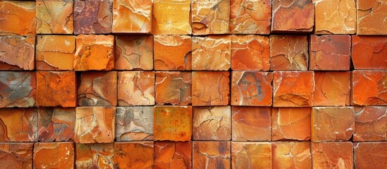 Poster - Stock photo of orange colored bricks for a wall with copy space image