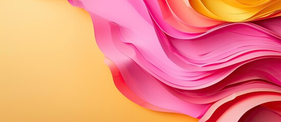 Aufkleber - Stack of pink and yellow abstract papers creating a colorful background with copy space image