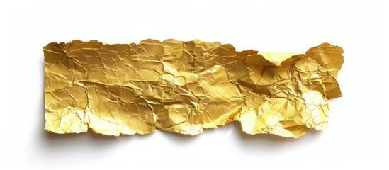 Aufkleber - White background showing a torn empty crumbled gold paper piece with copy space image