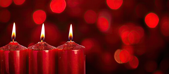 Aufkleber - A Christmas decoration featuring four red burning advent candles symbolizing the Catholic tradition The image is ideal for greeting card designs with copy space