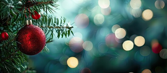 Poster - Festive background with a Christmas tree ornament as the focal point Copy space image available