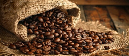 Poster - Coffee beans are essential for making a rich aromatic brew. copy space available