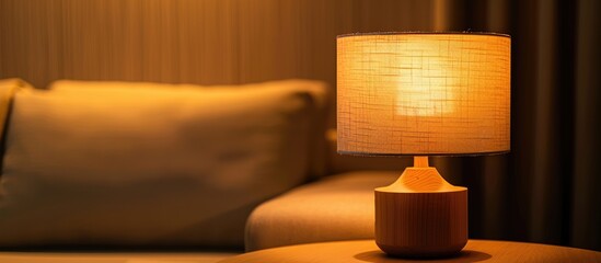 Aufkleber - Night lamp casting a stylish glow on a table in a room with ample copy space image