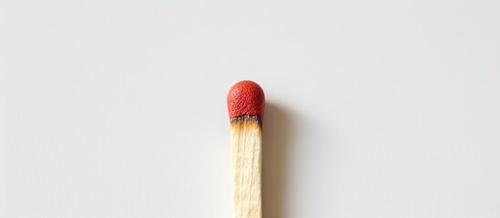 Poster - Capture the focal point of a matchstick against a plain white background in a copy space image