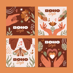 Sticker - Boho style hand drawn card set