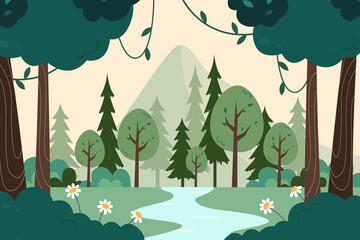 Sticker - Jungle illustration in flat design