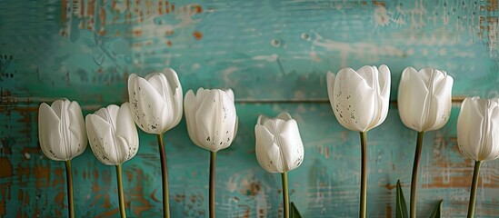 Poster - Rustic white tulips with copy space image
