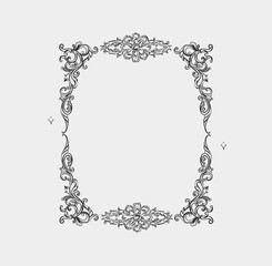 Wall Mural - hand drawn vector abstract outline,graphic,line vintage baroque ornament floral frame in calligraphi