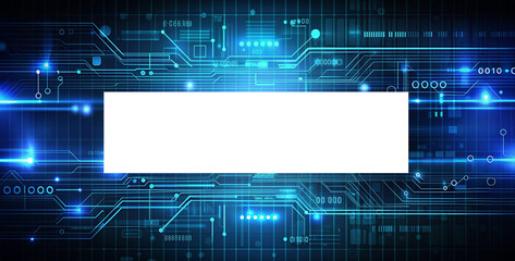 White mockup blank space banner template. A technology tech sense of the original code line blue background.