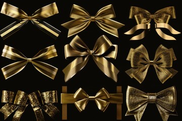 Poster - A collection of golden bows against a dark background