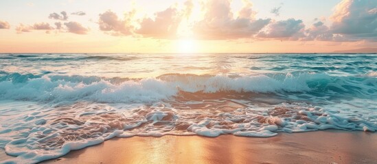 Poster - High quality photo of a beautiful seascape captured during the golden hour with plenty of copy space image