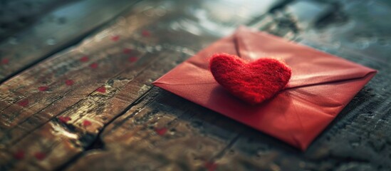 Leinwandbilder - Valentine concept with a heart on a red envelope creating a romantic copy space image