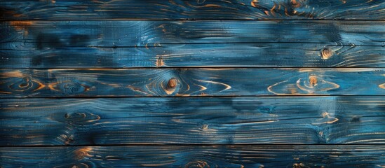 Fototapete - Beautiful blue wood texture background with copy space image