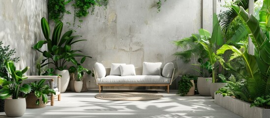 Aufkleber - Interior design of a home garden with copy space image