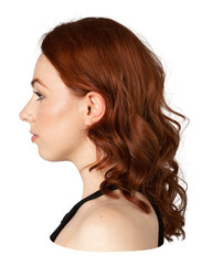 Canvas Print - Png red hair woman side shot sticker, transparent background