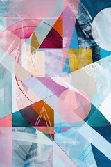 Poster - An abstract painting of some pastel color geometric shapes