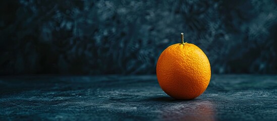 Poster - An orange fruit displayed alone against a dark backdrop perfect for a wallpaper with copy space image