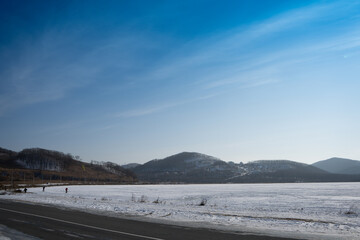 Sticker - Landscape with views of lake Ritsa. Nakhodka, Russia