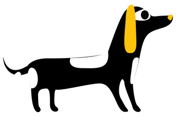 Sticker - Png dog dachshund digital sticker transparent illustration in black