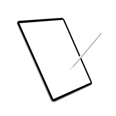 Wall Mural - stylus with digital tablet screen mockup transparent png