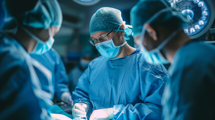 Wall Mural - Surgeon Doctor and Nursing technician in the operating room during surgery at the hospital