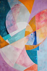 Wall Mural - An abstract painting of some pastel color geometric shapes