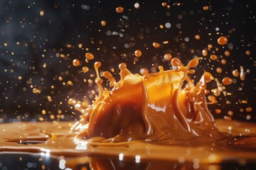 Poster - A small amount of liquid has spilled onto a table surface, with a few droplets still visible