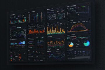 Poster - Modern business analytics dashboard is displaying financial information with colorful charts and graphs