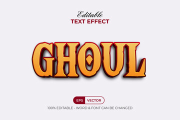 Poster - ghoul text effect yellow red color style. editable text effect.