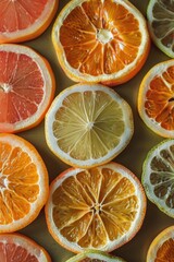 Poster - Freshly cut oranges arranged on a table